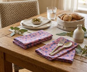 Serviettes carrées en coton 100% faites à la main, imprimées au bloc, de luxe, réutilisables, écologiques, à motifs floraux, pour la décoration de table de style farmhouse. - Product Image 6