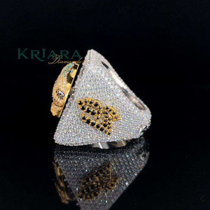 Bague Hip-Hop pour Homme en Argent 925 Plaqué Or 18K avec Diamant de Laboratoire Taille Ronde Brillante, Bijou de Fête - Product Image 4