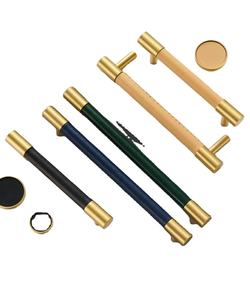 มือจับประตูหนังวัวแท้ขัดเงา กันน้ำ งานแฮนด์เมด ดีไซน์หรูหรา สไตล์รัก สำหรับตู้เฟอร์นิเจอร์ครัว - Product Image 2