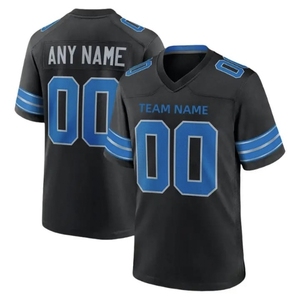 Maillot de football américain personnalisé pour homme, bleu clair, col en V, manches courtes, impression sublimée, respirant, coupe régulière, adulte, sport - Product Image 2