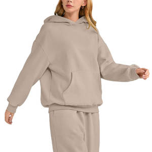 Sudadera con Capucha Oversize Gris para Mujer, Personalizable con Logotipo, Nueva, Casual, de Forro Polar Grueso, Venta al por Mayor - Product Image 3