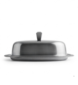 Plato para Mantequilla Ovalado de Acero Inoxidable con Tapa, Diseño Moderno, Hermético, Conserva la Frescura, Vajilla de Cocina - Product Image 3