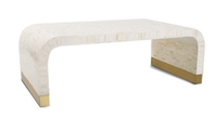 Table basse en os incrusté avec plateau incurvé en faux marbre, design moderne, meuble d'appoint pour salon