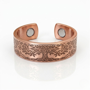 Anillo Premium de Cobre Puro Árbol de la Vida • Banda Botánica Curativa Grabada de Lujo - Product Image 4