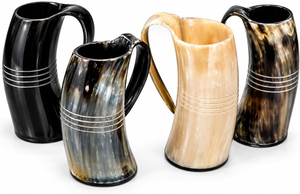 Ensemble de porte-verres à liqueur en corne de buffle traditionnel fait main avec base en bois, style viking rustique, décoration de bar, article cadeau - Product Image 3