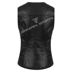 Chaleco de Motocicleta Clásico de Piel de Cordero Auténtica para Mujer, Corte Ajustado, Ropa de Invierno, Chaqueta Casual de Motociclista con Cierre de Botones - Product Image 5
