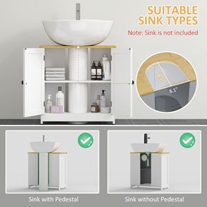 Mobile lavabo da bagno bianco a 2 porte 23.5X11.75X24 salvaspazio mobili - Product Image 4