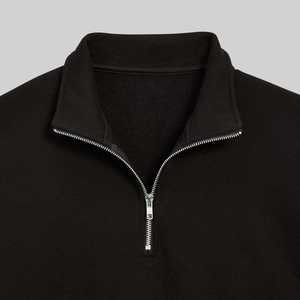 เสื้อสเวตเชิ้ตแขนยาวแบบซิปครึ่งตัว ไซส์ใหญ่ ผ้าฝ้าย 100% สีดำล้วน สำหรับผู้ชาย สวมใส่สบายๆ ขายส่ง - Product Image 6