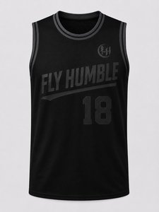 Maillot de basket-ball FLY Humble 18 noir pour homme, débardeur sans manches en mesh, imprimé par sublimation, respirant, vêtements de sport, nom du joueur inclus - Product Image 1