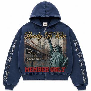Sweat-shirt à capuche zippé surdimensionné pour homme Ready To Win Industries, style streetwear, motif imprimé, exclusivité membres - Product Image 1