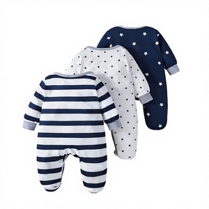 Newborn Multi-Piece Footed Romper Set Reversible Quick Dry Outdoor Single Button Closure Cotton Breathable Jersey Fabric - Product Image 2