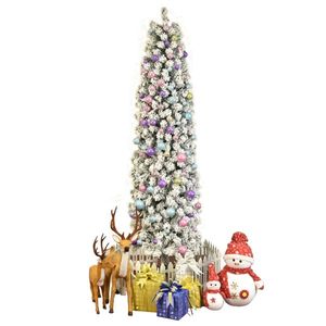 Albero di Natale a forma di matita floccato da 2,3 m, ornamento festivo per le vacanze - Product Image 5