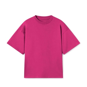 เสื้อยืดโอเวอร์ไซส์สีชมพูสดใสทรงบ็อกซี่ คอกลม สไตล์สตรีทแฟชั่นสำหรับผู้ชายและผู้หญิง รุ่นใหม่ล่าสุด - Product Image 1