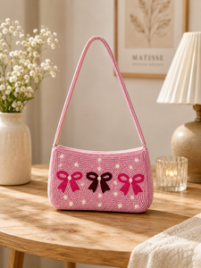 Sacs à main élégants pour femmes, ornés de perles, couleur unie, couleurs personnalisables, perles de rocaille, conçus pour les fêtes, les événements du soir et les vacances - Product Image 2