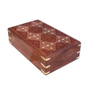 Bone Inlay Jewelry Box Geometric Diamond Pattern <b>Storage</b> <b>Chest</b> Handmade Rectangular Keepsake Box Luxury Trinket Organizer Modern - Product Image 4