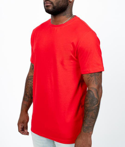 T-shirt rouge à col rond pour homme, 100 % coton, coupe classique, uni, décontracté, tricoté, respirant, séchage rapide, logo frontal - Product Image 5