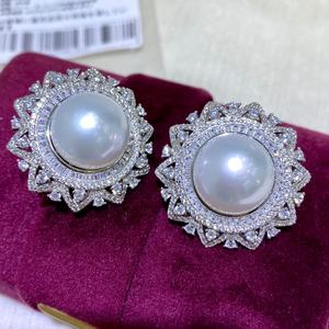 Boucles d'oreilles en argent pur S925, tournesol, 10-11 mm, perles noires vertes paon de Tahiti, boucles d'oreilles tendance et belles en réalité - Product Image 2