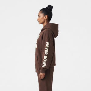 Sweat à capuche oversize zippé pour femme, en molleton écologique de coton épais 400 g/m², style streetwear - Product Image 3