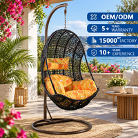 Fauteuil suspendu œuf en rotin tressé avec coussin épais pour balcon, jardin, café, terrasse - Vente en gros