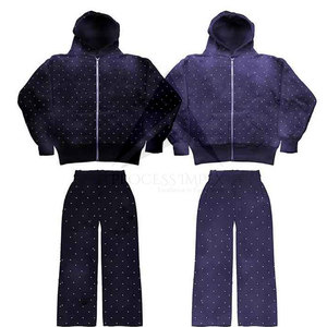 Mens <b>Rhinestone</b> Tracksuit Luxury Bling Hoodie and Jogger Set Cotton Fleece Oversized Fit Streetwear Winter Breathable Impex - Product Image 6