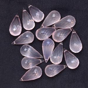 Perles en forme de goutte facettées en quartz rose AAA+ 8x16mm, perles en quartz rose naturel doux, pierres semi-précieuses pour bijoux - Product Image 4