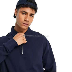 Nouveau design JWIN – Sweat à capuche pour homme, col rabattu, coupe classique, brodé, 100 % coton, motif uni bleu marine, hiver, 330g - Product Image 2