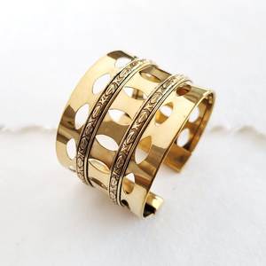 Elegant Handmade Brass Cuff Chunky Stack Bangle Wedding Party Festive Adjustable Chic Polish Finished Statement Jewelry <b>Bracelet</b> - Product Image 6