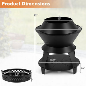 Brasero para Exteriores, Brasero Metálico con Soporte para Ollas y Estante de Almacenamiento, Enriquecido con Oxígeno, Brasero 3 en 1 para Leña, para Patio, Barbacoa - Product Image 6