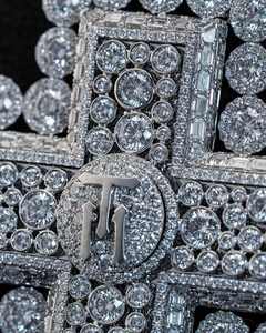 จี้เงินแท้ 925 รูปกางเขนประดับเพชรโมอิสซาไนต์ทรงกลมแบบฮิปฮอป - Product Image 4