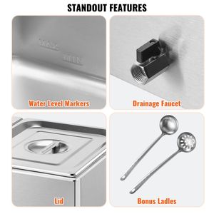 Thương mại điện <span class=keywords><strong>18qt</strong></span> Bain Marie <span class=keywords><strong>2</strong></span>-Pan Countertop tự chọn thực phẩm ấm hơn sự nóng lên & giữ thiết bị - Product Image 6