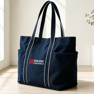 Custom Logo Multicolor Spliced Cotton Canvas <b>Tote</b> Bag Eco Friendly Shopping <b>Travel</b> Gift Bag with Customized Closure - Product Image 3