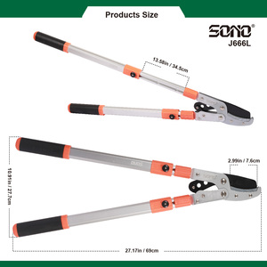 Tijeras de podar industriales SONO J667L de alta resistencia para ramas altas, con cuchillas de acero al carbono recubiertas de PTFE, de aluminio/PVC - Product Image 4