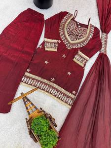 Luxury Ethnic Sharara Set with Mirror Work | Wedding & Sangeet Wear Outfit - Product Image 3