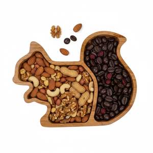 ถาดไม้รูปกระรอกสองช่องสำหรับใส่ผลไม้อบแห้งและอื่นๆ ดีไซน์สวยงาม ราคาประหยัด เหมาะสำหรับร้านอาหาร - Product Image 1