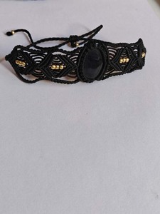 Handmade Black Macrame <b>Gemstone</b> <b>Bracelet</b> Adjustable Boho Healing Ethnic Statement Jewelry Wholesale - Product Image 3