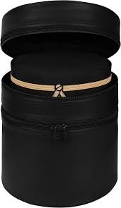 Étui noir à double compartiment pour fez, couronnes et casquettes – Étui de rangement de style maçonnique avec bandoulière et intérieur en velours - Product Image 3