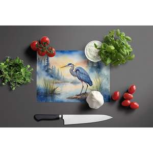 Blue Heron sur planche à découper en verre trempé planche de service de cuisine de grande taille assiette décorative pour hacher et servir - Product Image 3