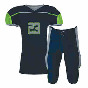 Ensemble d'uniformes de football américain personnalisés, maillot bleu et blanc, pantalon, impression sublimée, évacuation de l'humidité, léger, taille élastique, unisexe - Product Image 3