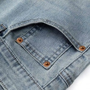Jean baggy droit personnalisé pour homme – Denim épais délavé de haute qualité, style streetwear, coupe large, couleur mi-sombre - Product Image 6