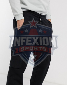 Pantalones Deportivos Cargo Negros para Hombre, Cintura Elástica, Múltiples Bolsillos, Joggers Casuales, Transpirables, de Algodón, para Otoño - Product Image 3