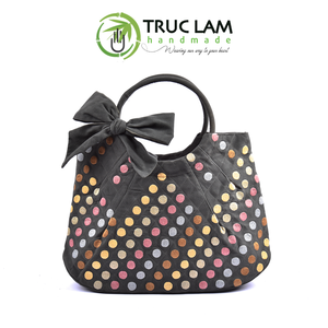 Bolso de Gamuza con Asa Redondeada y Lazo, Patrones de Puntos Cosidos a Mano, Bolso de Viaje, Patrón Personalizado Hecho a Mano, Precio de Fábrica - Product Image 4