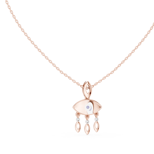 LUMINOUS GOOD LUCK CHARM LAB GROWN DIAMOND <b>PENDANT</b> SET IN 18KT <b>SOLID</b> ROSE <b>GOLD</b> FOR ENGAGEMENT PARTY VALENTINE GIFT DAILY WEAR - Product Image 1