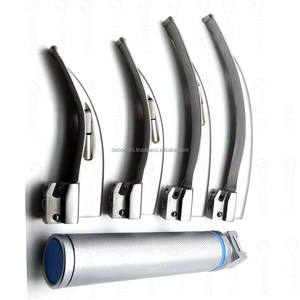 Ensemble de laryngoscopes à 4 lames incurvées en acier inoxydable LED électriques certifiés CE ISO, instruments chirurgicaux réutilisables OEM ODM - Product Image 4
