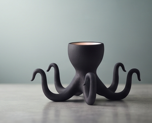 Support de bougie chauffe-plat en forme de tentacule de pieuvre noire, décoration texturée moulée, centre de table pour la maison, vente en gros - Product Image 1