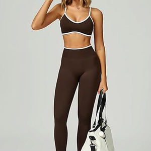 Conjunto de Yoga Premium de Punto Sólido para Mujer, Shorts y Bra Deportivos, Ecológico, de Secado Rápido, Spandex/Nylon, para Gimnasio y Fitness al Aire Libre - Product Image 4