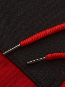 Premium Men's Contrast Zip Hoodie <b>Jacket</b> <b>Red</b> Black Horizontal Stripe Fleece Sweatshirt Full Zip Streetwear Casual <b>Hooded</b> Top Fit - Product Image 3
