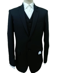 Chaqueta de oficina de un solo pecho de lana 100% de alta calidad para hombre, trajes de negocios tejidos impermeables planos con cuello en V informales ajustados - Product Image 3