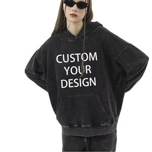 Sudadera con Capucha Personalizada con Logotipo, Unisex, 100% Algodón, Forro Polar Grueso, Pedrería, Bordado 3D, Lavado Ácido, Efecto Desgastado - Product Image 1