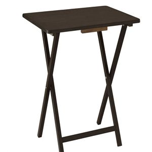 Set di 4 interni in noce pieghevole tavoli ristorante L19 X W15 X H26 pollici con 1 supporto Rack - Product Image 5