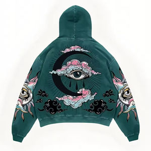 Sweat à capuche oversize personnalisé de haute qualité, coupe courte, effet vieilli, en molleton/coton, lavage vintage, impression intégrale, service OEM - Product Image 3